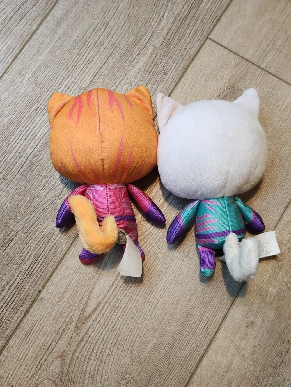 Plush Cat Toy Pair - Pink & White Colorful Superhero Cats